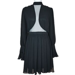 Express Mesh Cutout Mini Dress Women's 8 Dark Romantic Whimsical Long Sleeve NWT